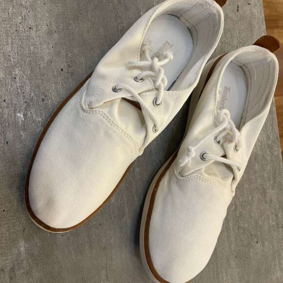 TIMBERLAND MEN'S HOOK SET LOW LACE SNEAKER WHITE CANVAS A6CNJ-ET7 ALL SIZES - Picture 2 of 8